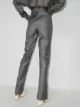 Materiel side split wool tailored trousers