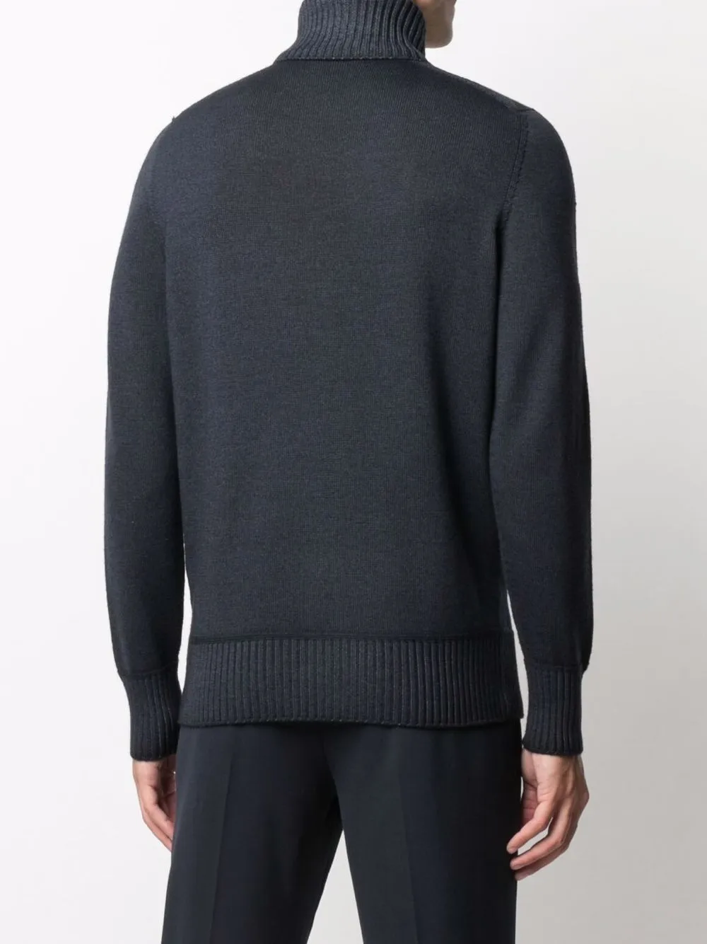 Drumohr Ribbed Roll Neck Jumper In Blau