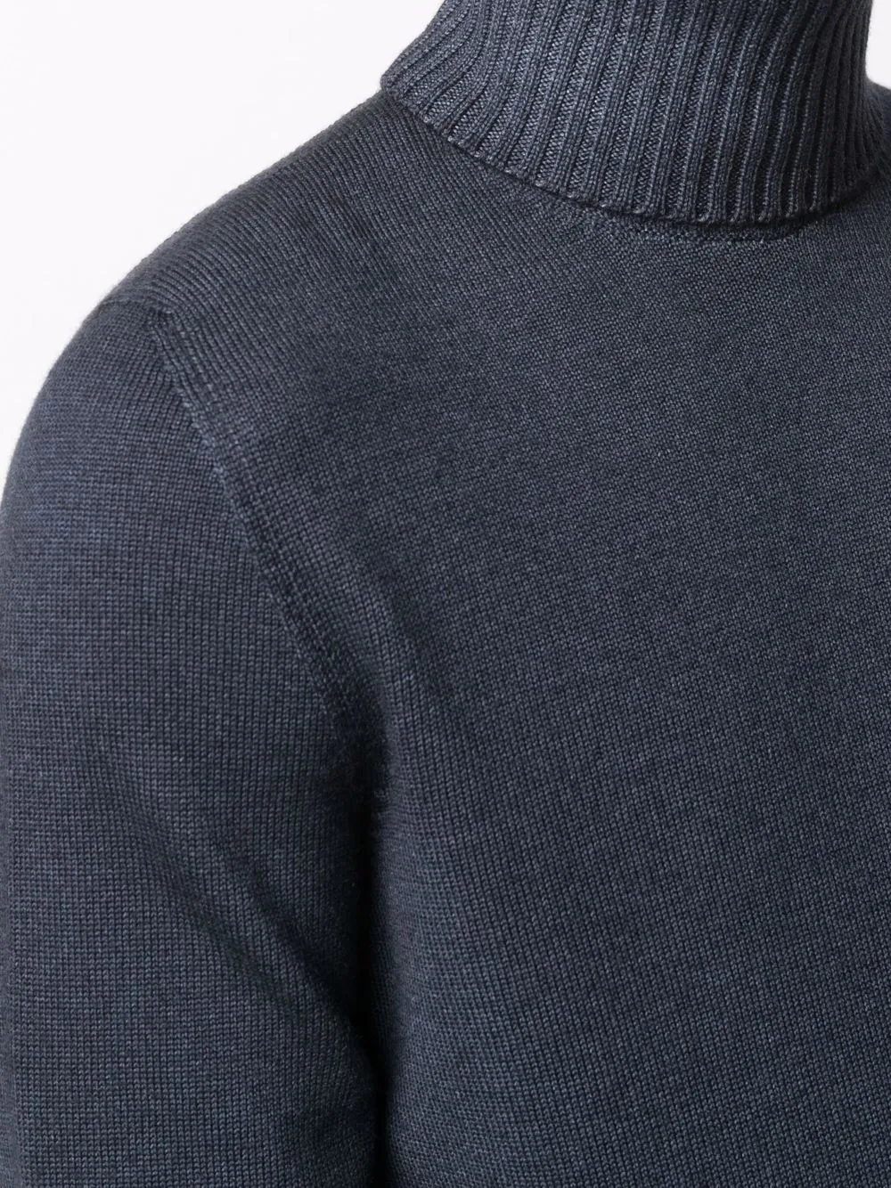 Drumohr Ribbed Roll Neck Jumper In Blau