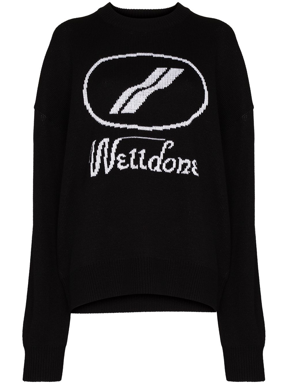 

We11done logo-intarsia crew-neck jumper - Black