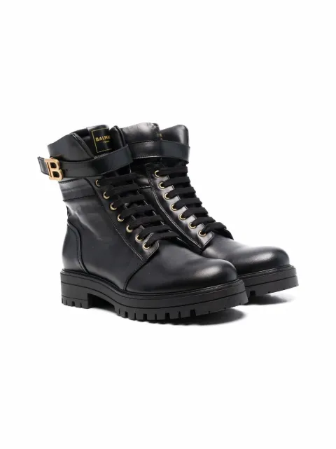 Balmain Kids بوت عسكري ببروش شعار الماركة