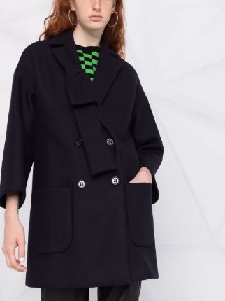 bow detail double-breasted coat展示图