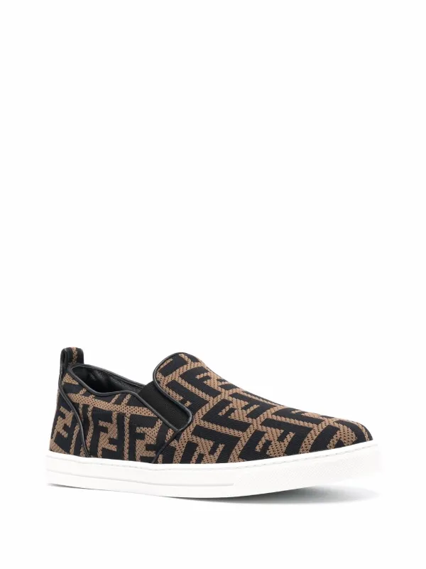 Fendi Brown FF Logo Slip-On Sneakers for Men Fendi Brown and Black Forever Fendi Slip-On Sneakers Fendi main image 2