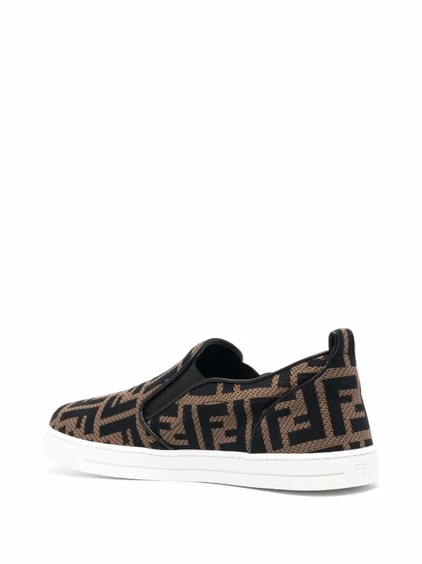Fendi Kids FF-logo slip-on Sneakers | Brown | FARFETCH