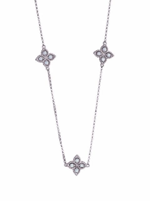 Roberto Coin Princess Flower halskæde i 18 karat hvidguld med diamanter