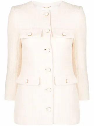 collarless tweed jacket