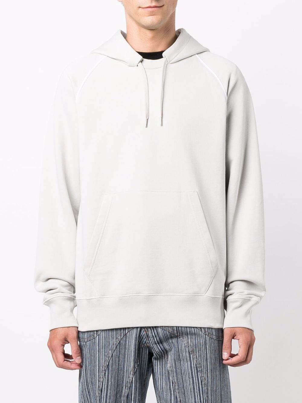 helmut lang back-logo cotton hoodie - grey