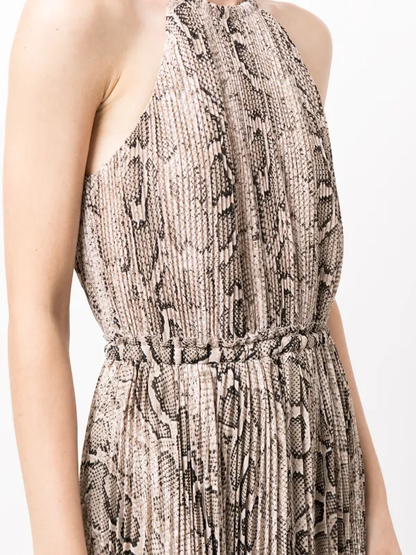 snakeskin print midi dress