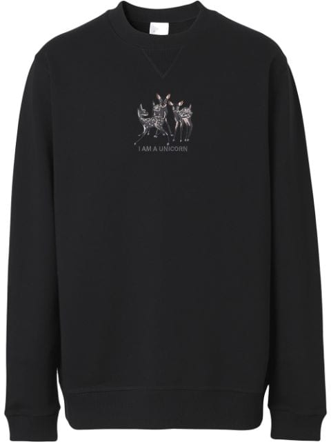 Burberry sweatshirt i bomuld med hjortebroderi