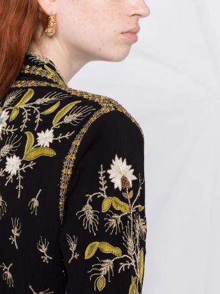 embroidered-design tied-waist silk jacket展示图