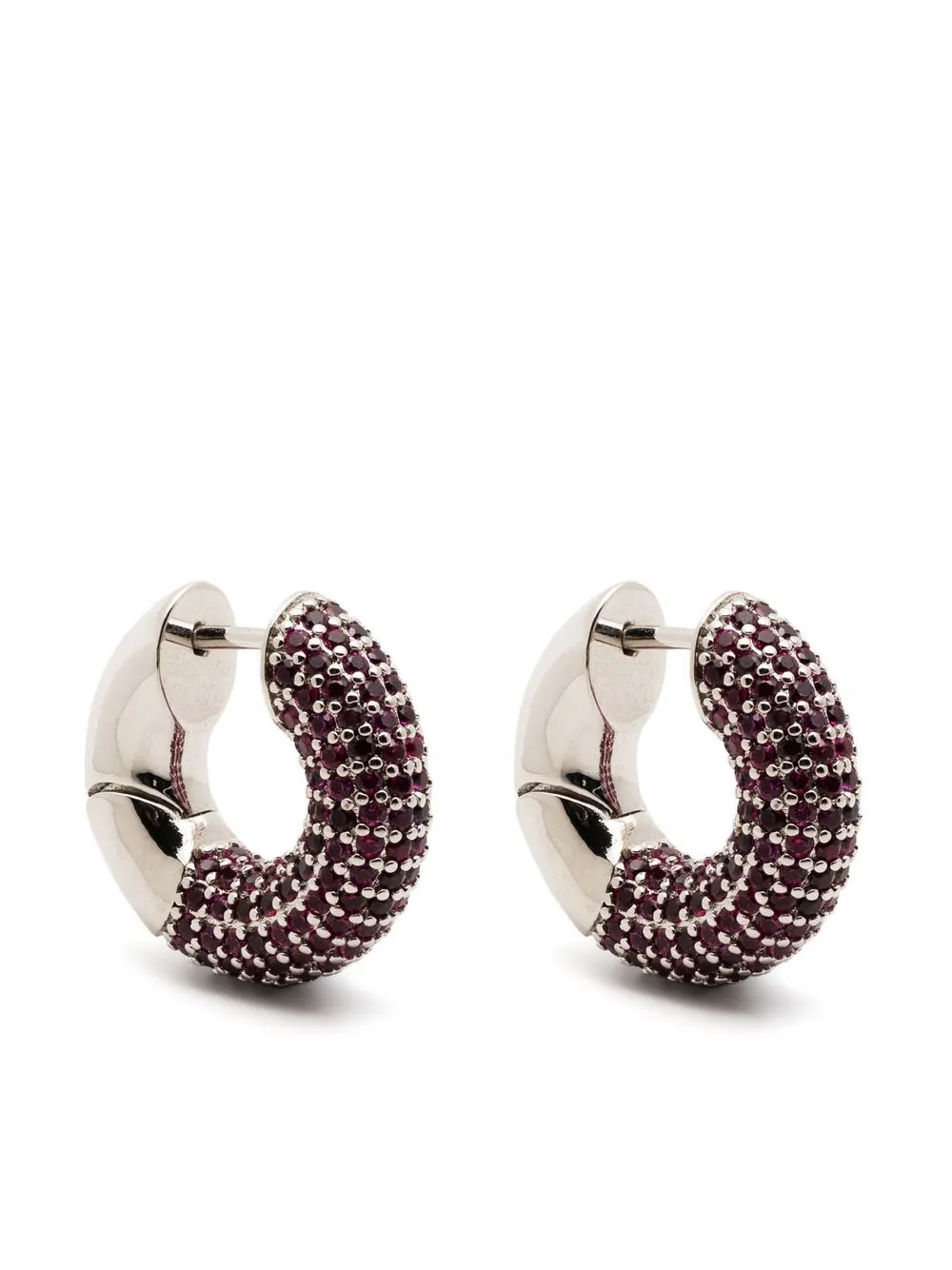 

NUMBERING Pave Hoop one-touch earrings - Purple