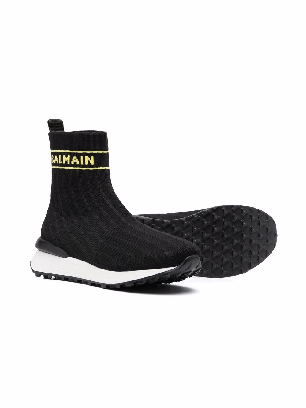 Shop Balmain Logo Embroidered Sneaker Boots In Black