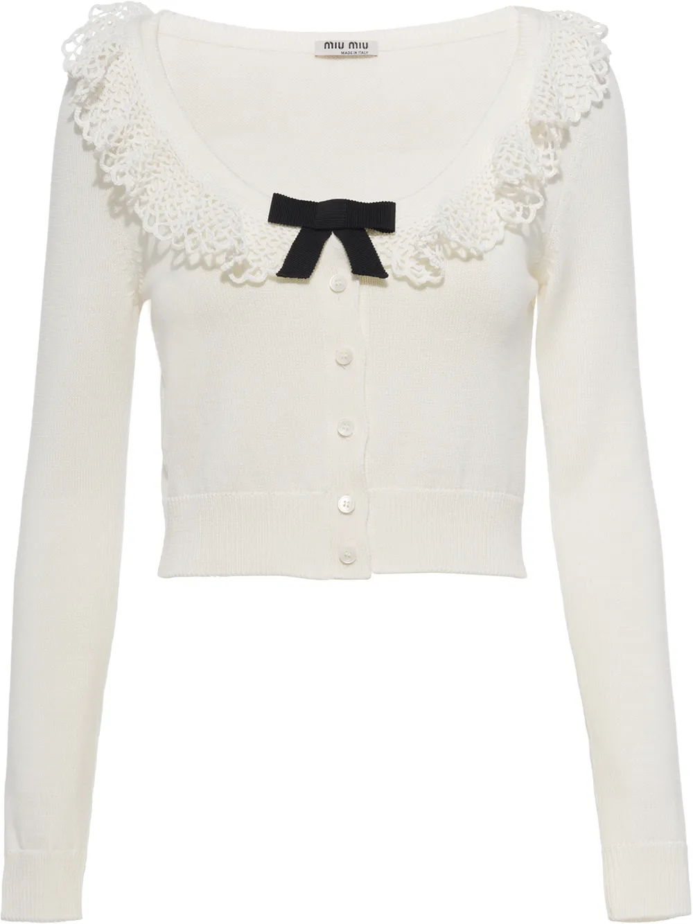 Imagem 1 de Miu Miu Cardigan de lã com acabamento de renda
