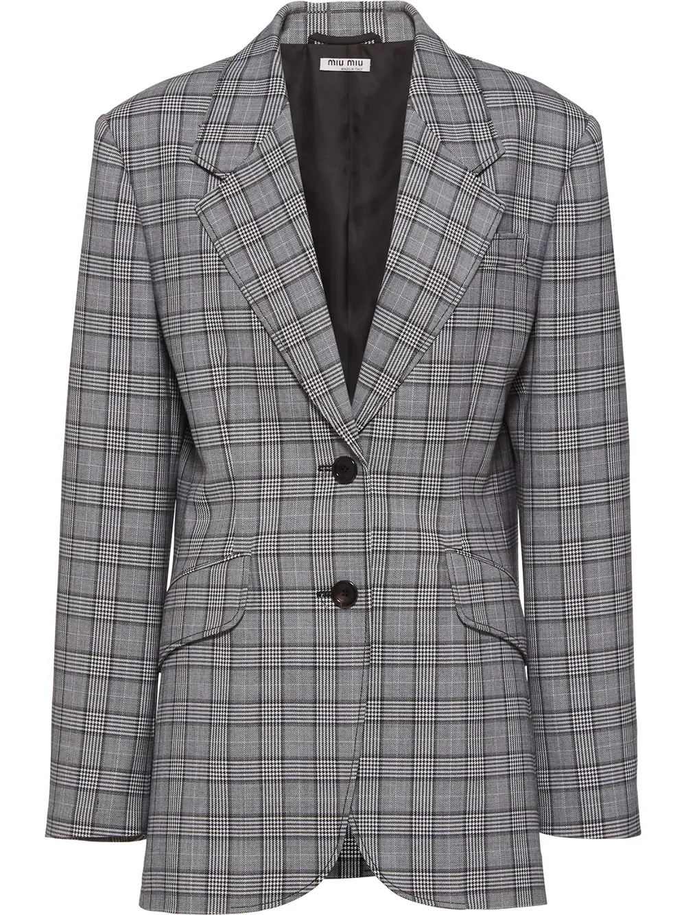 

Miu Miu Glen single-breasted plaid blazer - Black