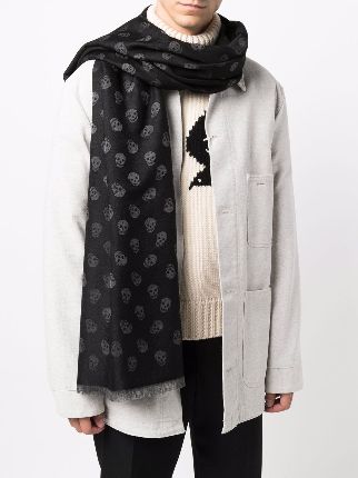 skull-print fringed scarf展示图