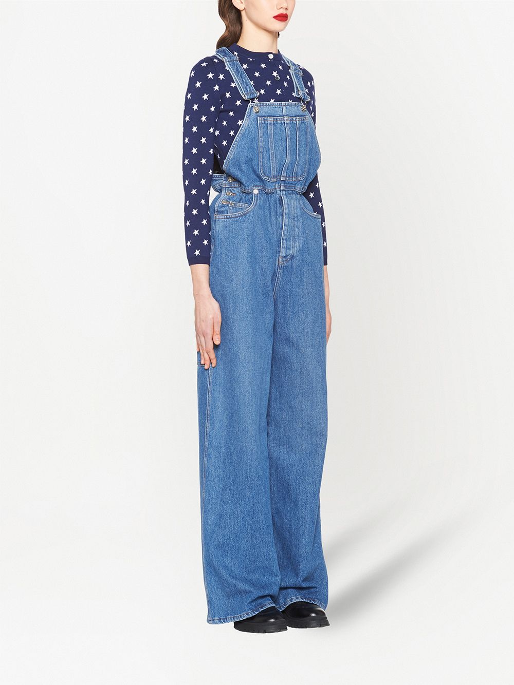 Miu Miu wide-leg Denim Dungarees - Farfetch