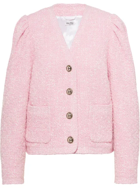 Buttoned Jacket - Miu Miu Tweed Jackets 