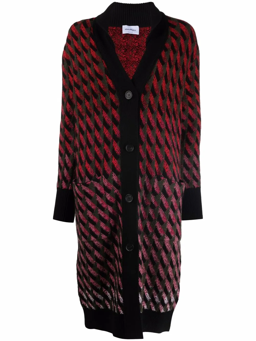 FERRAGAMO KNITTED PATTERNED CARDIGAN