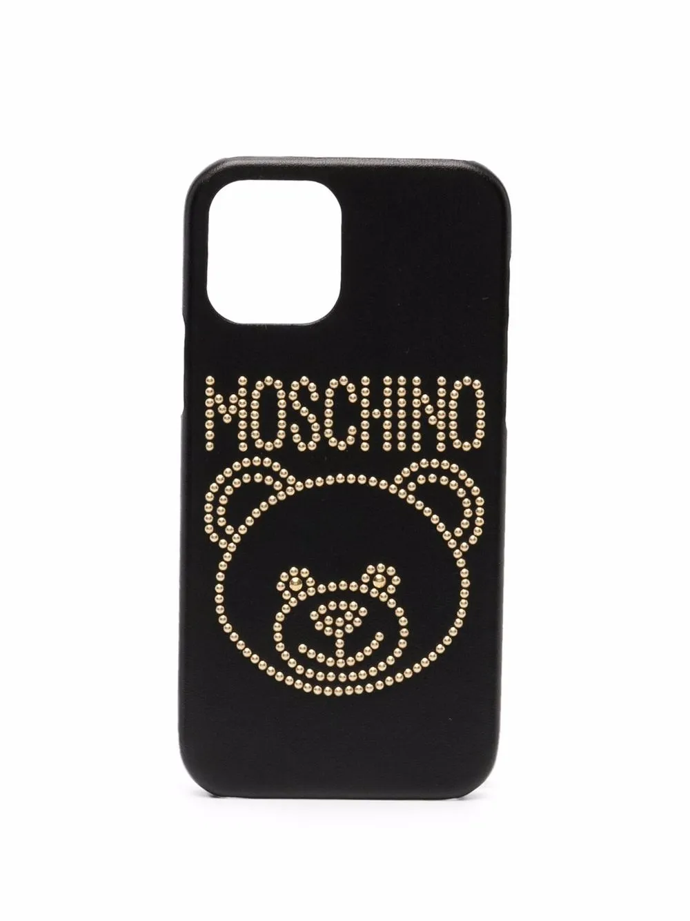 Moschino Studded Teddy Logo Iphone 12 Max 12 Pro Max Case In Fantasy Print Black Modesens