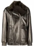 Yves Salomon longline leather jacket - Metallic