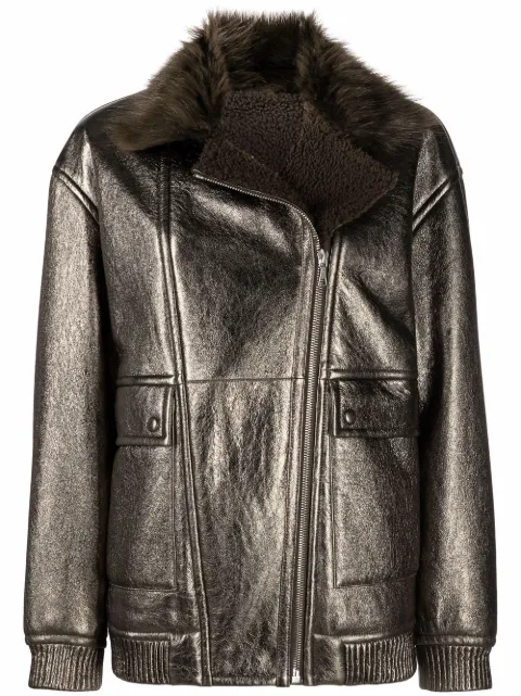 Yves Salomon longline leather jacket
