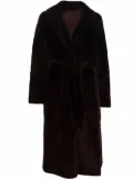 Yves Salomon long belted shearling coat - Red
