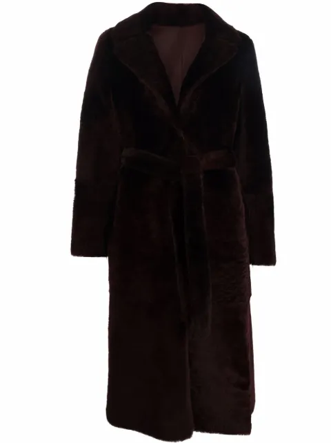 Yves Salomon long belted shearling coat