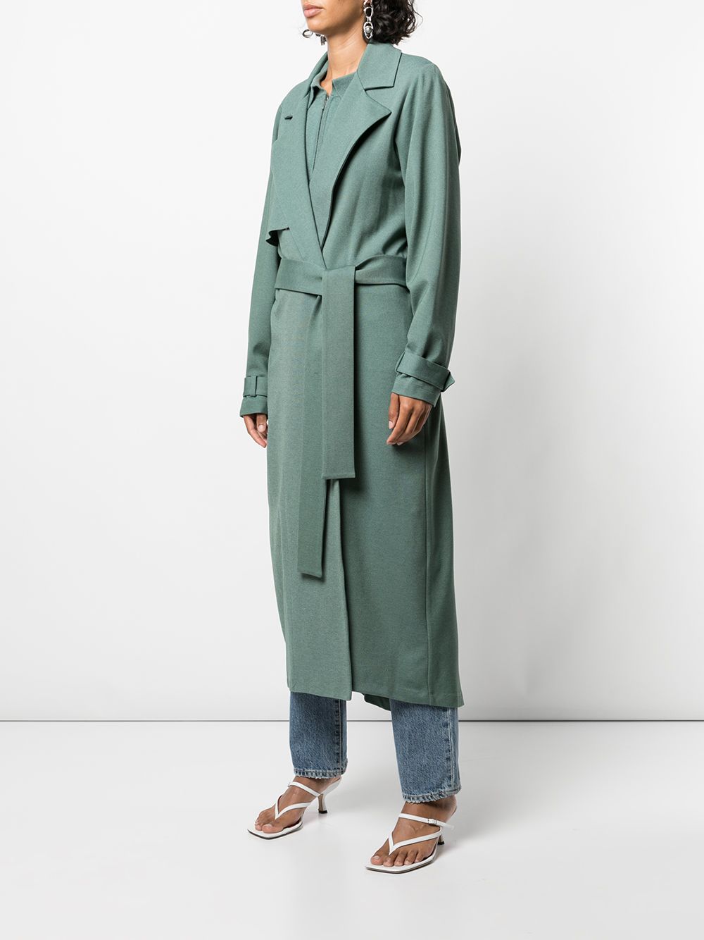 Shop Sablyn Belted Long Trench Coat In Grün