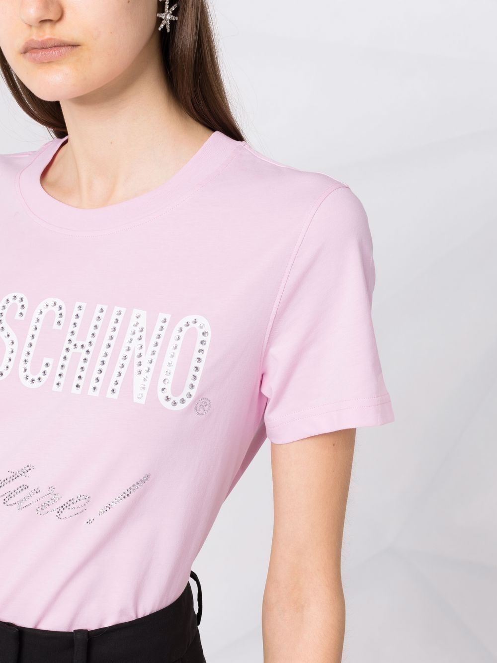 фото Moschino футболка с кристаллами и логотипом