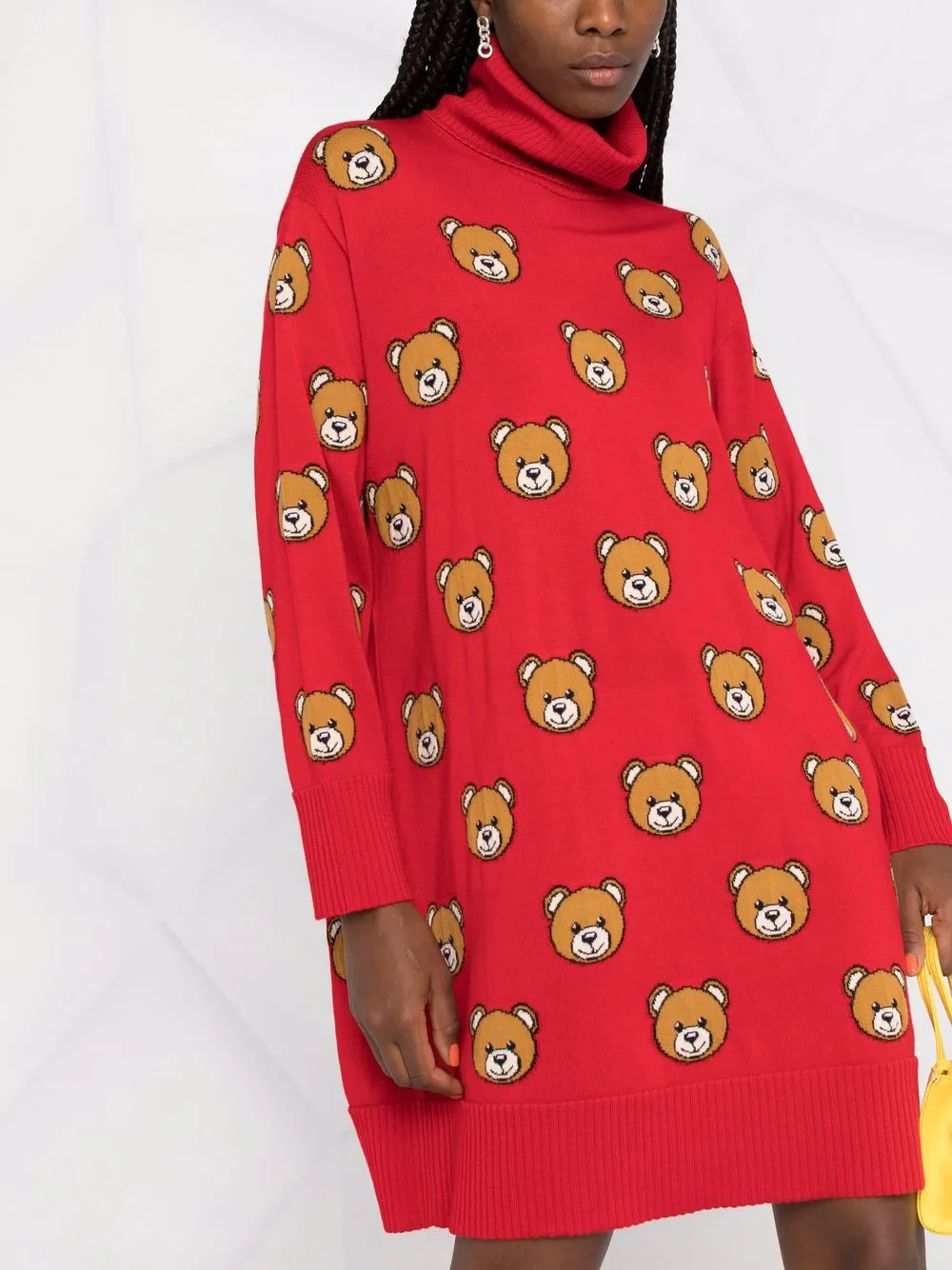 фото Moschino платье с высоким воротником и вышивкой teddy