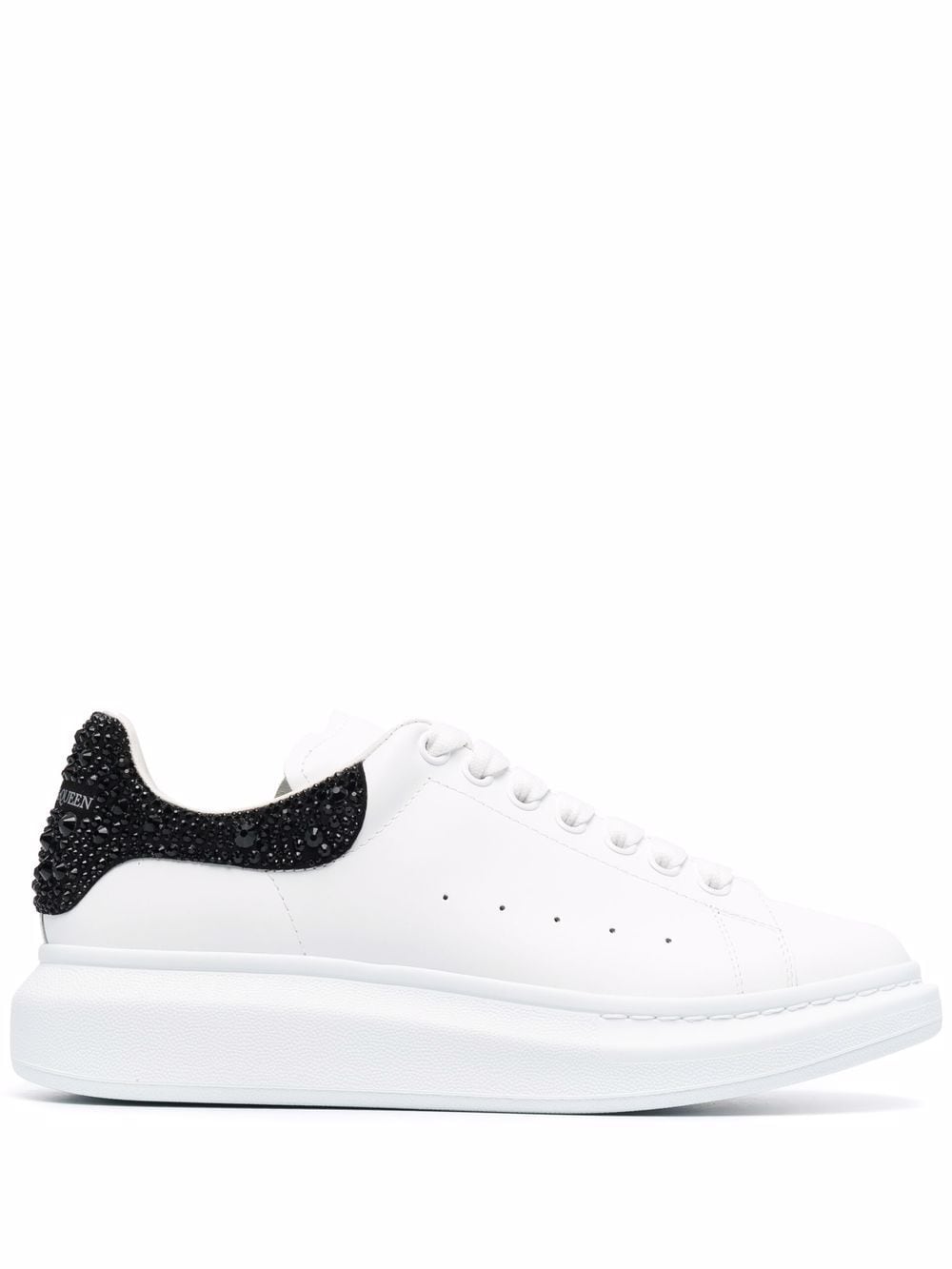 Shop Alexander McQueen Oversized crystal-embellished sneakers with ...