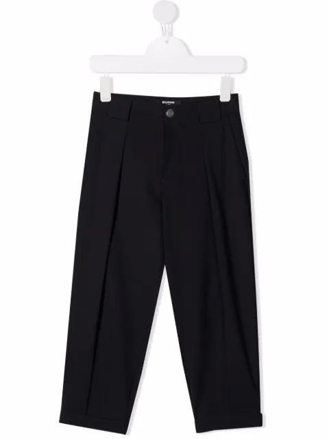 Balmain Kids بنطال مزيج صوف تابرد
