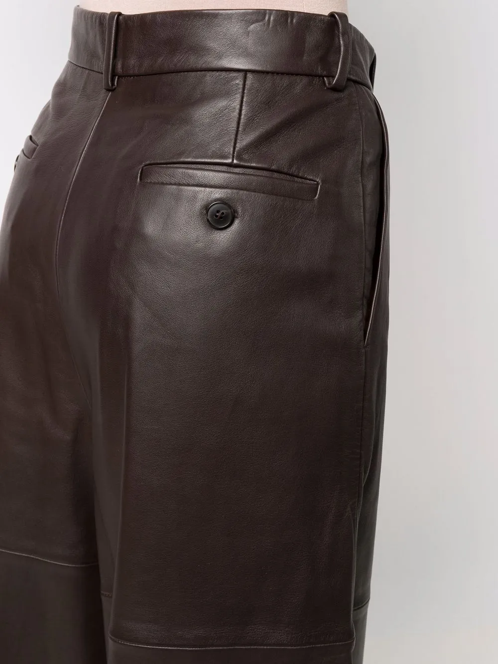 фото Yves salomon укороченные кожаные брюки