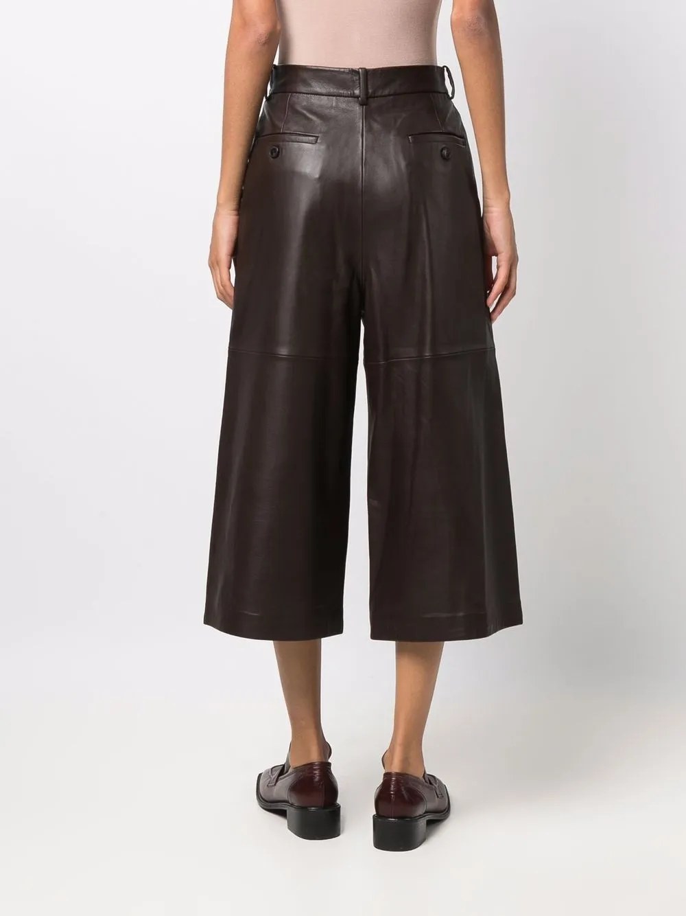 фото Yves salomon укороченные кожаные брюки
