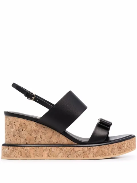 Ferragamo sandalias Vara Bow con cuña de 55mm