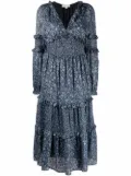 Michael Michael Kors floral-print tiered midi dress - Blue