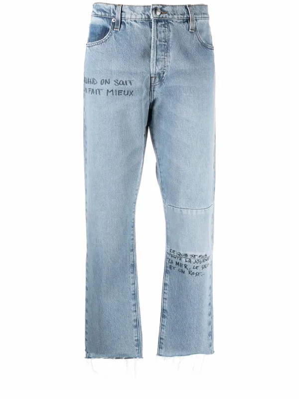 FRAME graffiti-print straight-leg Jeans - Farfetch