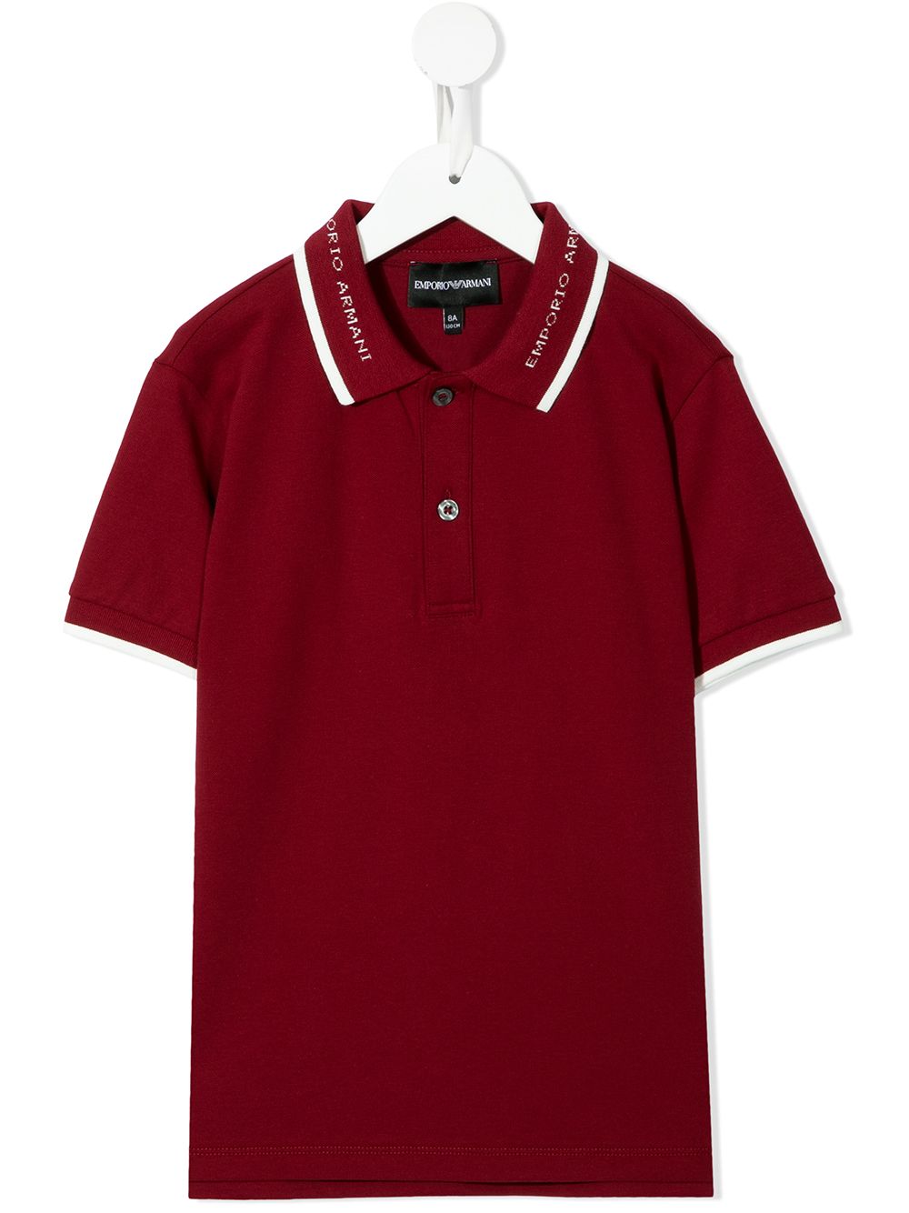 Emporio Armani Kids' Logo-collar Polo Shirt In Red