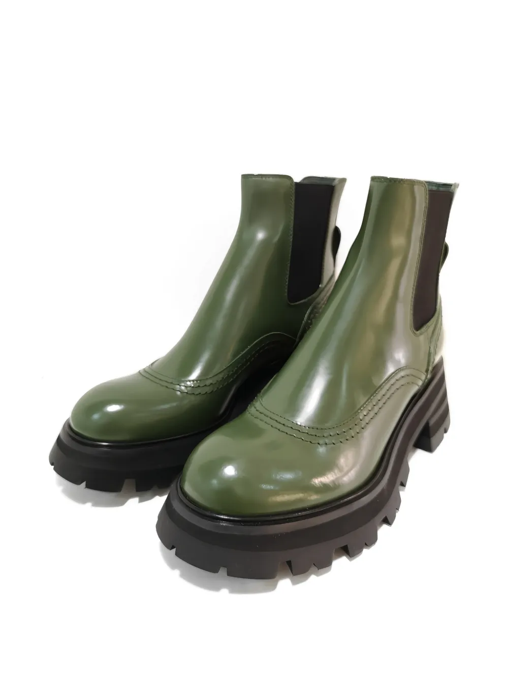  Alexander Mcqueen Stiefel Aus Leder   Grün 