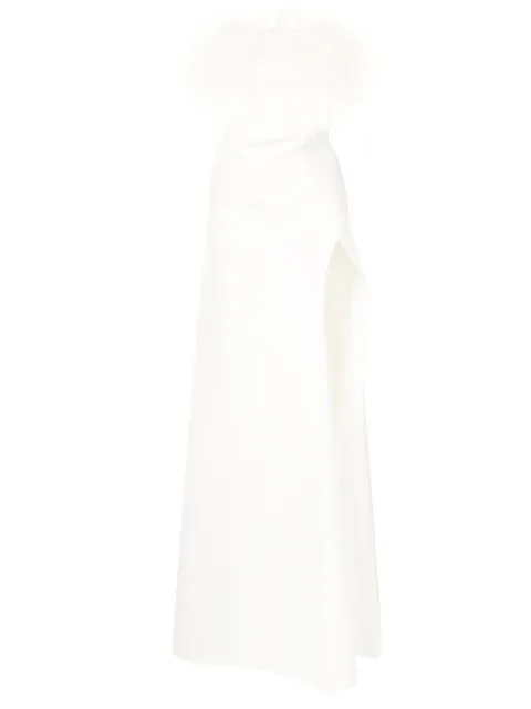Rachel Gilbert Linc feather-trim detail gown