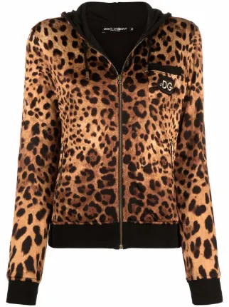 leopard zip up hoodie