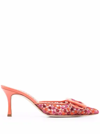 manolo blahnik pink mules