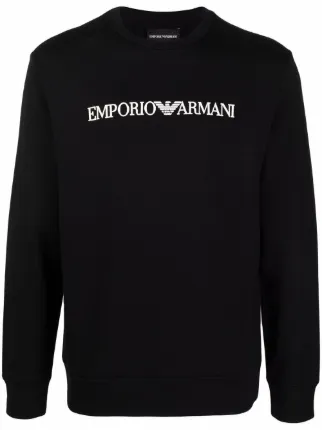 Emporio Armani logo-print crew-neck Sweatshirt | Black | FARFETCH