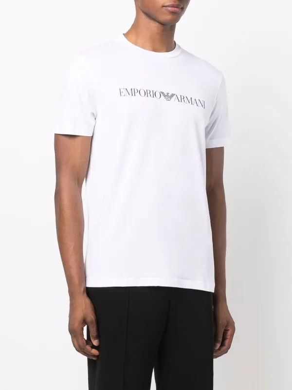 Emporio Armani logo-print Cotton T-Shirt | White | FARFETCH