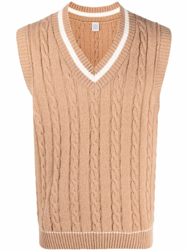brown cable knit vest