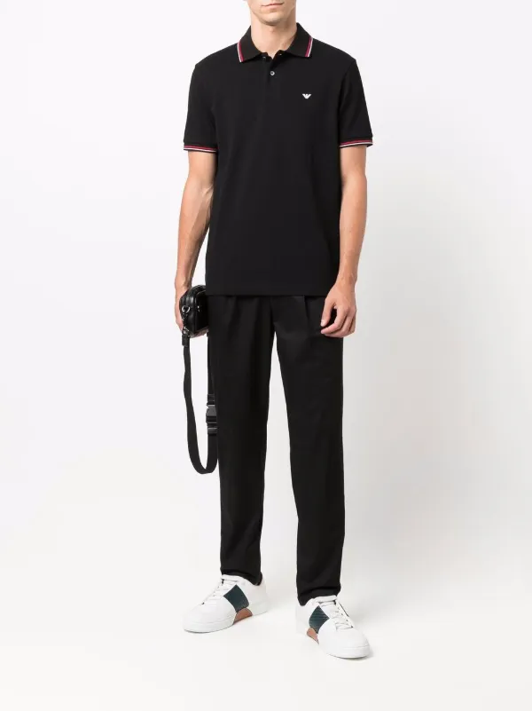 Emporio armani black polo shirt best sale