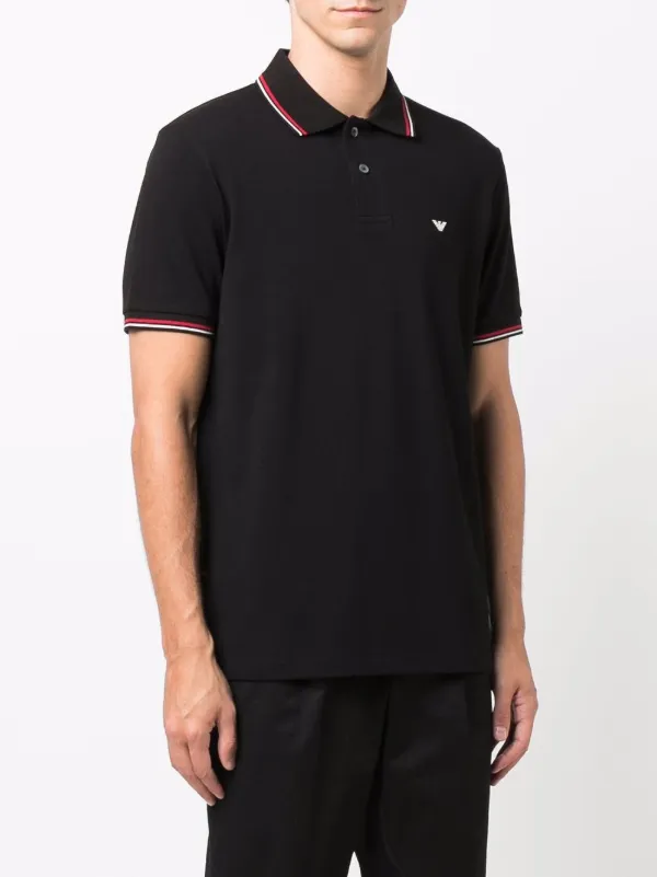Emporio Armani logo-print Cotton Polo Shirt | Black | FARFETCH