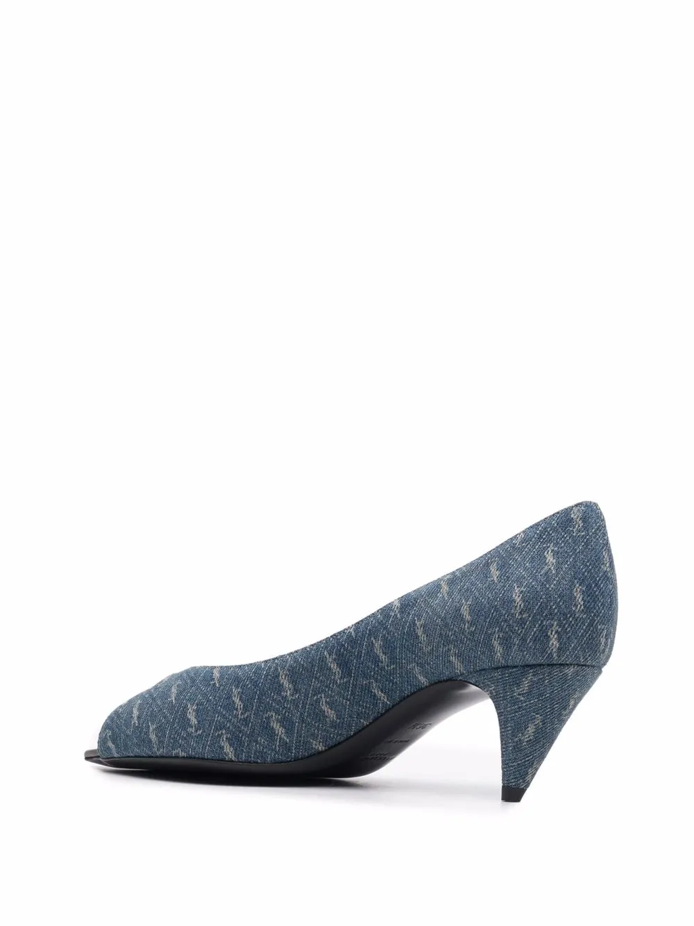 Shop Saint Laurent Monogram-pattern Open-toe Sandals In Blau