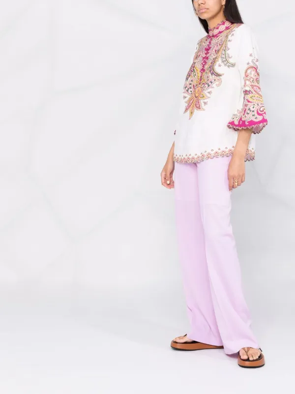 Shop ZIMMERMANN paisley-print linen top 