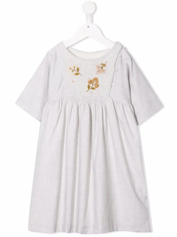 Bianco Abito midi con ricamo Farfetch Bambina Abbigliamento Vestiti Vestiti stampati 